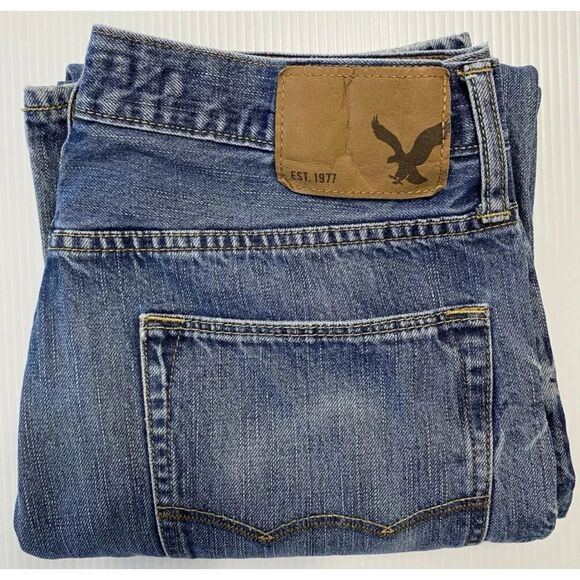 American Eagle Men's Bootcut Jeans Size 32X30 (Fit 32x29) Whiskered Cowboy - Picture 3 of 12